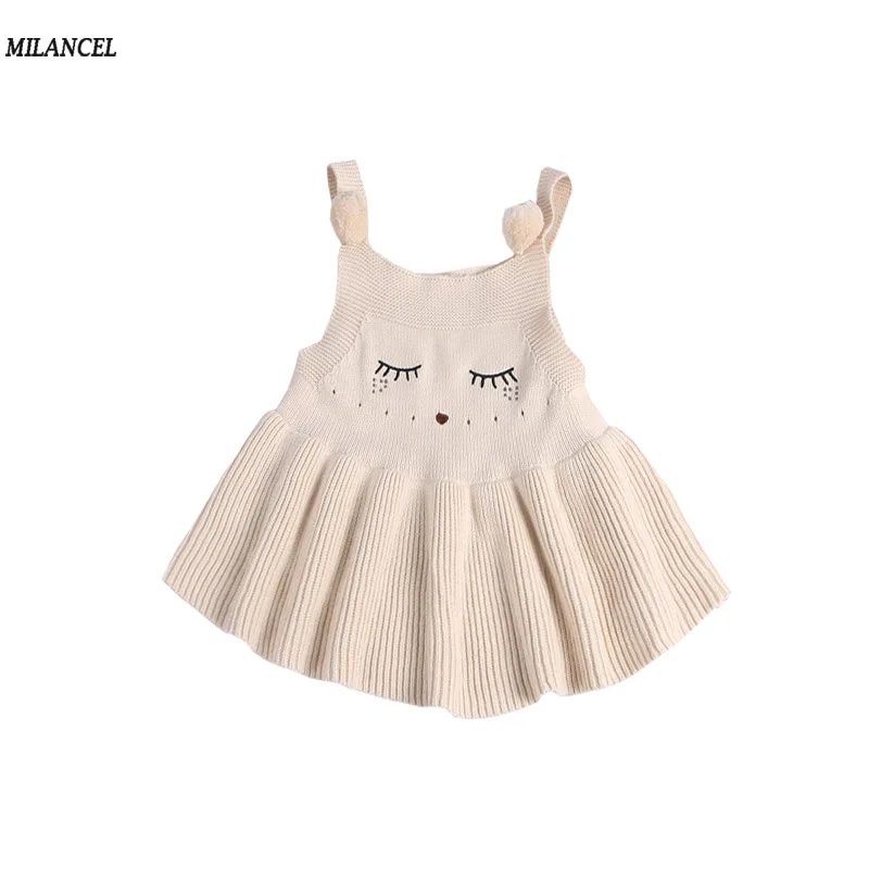 

Milancel 2018 Baby Girl Dress Cute Cat Dress for Girl Infant Knitted Girls Clothing Sleeveless Kids Clothes