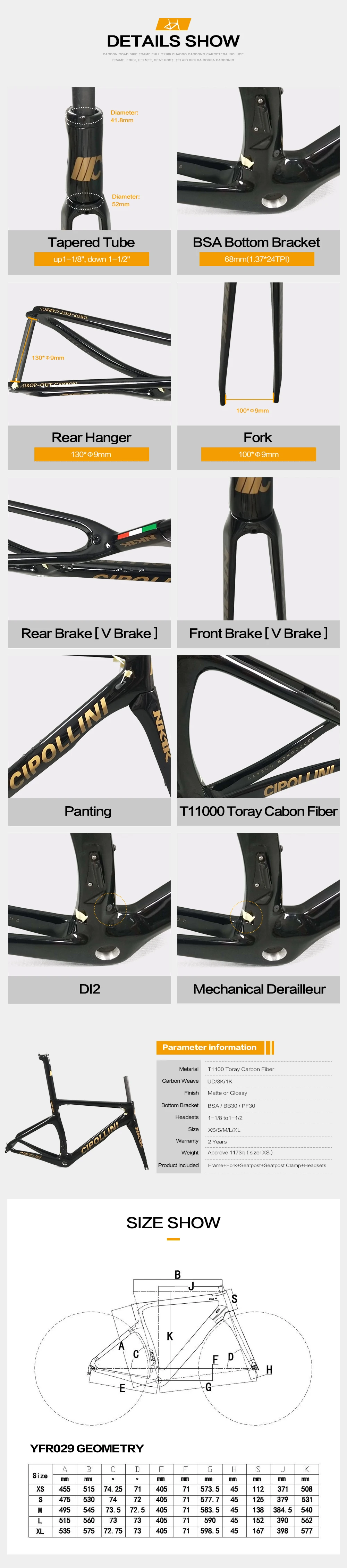 Clearance 2018 carbon frame full carbon road bike frame include fork headset clamp seatpost Carbon bicycle Frameset with BSA bike frame 5