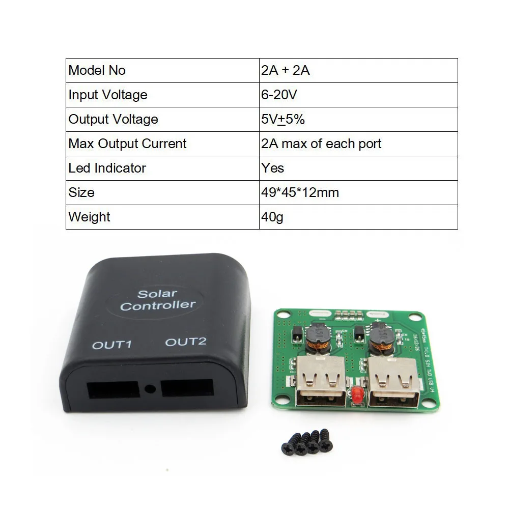 5V 2A контроллер солнечного зарядного устройства с Светодиодный индикатор USB зарядка регулятор солнечные панели Защитная пленка для экрана телефона с уровнем твердости 9 В/12 В/15 Вт/18 V