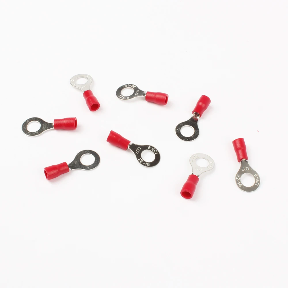 100 шт. RV1.25 6 Красный 22 16 AWG 0 5 1 мм2 Изолированный Кольцевой клеммный соединитель
