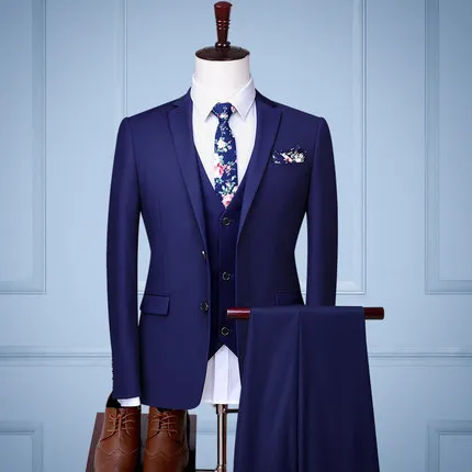 New Handsome Navy (Jacket+Pants+vest) Business Mens Suits Tailor Made Groom Suits 3 Pieces Groomsmen Suits Wedding Suits for Men