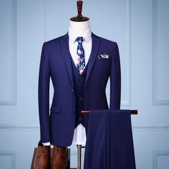 

New Handsome Navy (Jacket+Pants+vest) Business Mens Suits Tailor Made Groom Suits 3 Pieces Groomsmen Suits Wedding Suits for Men