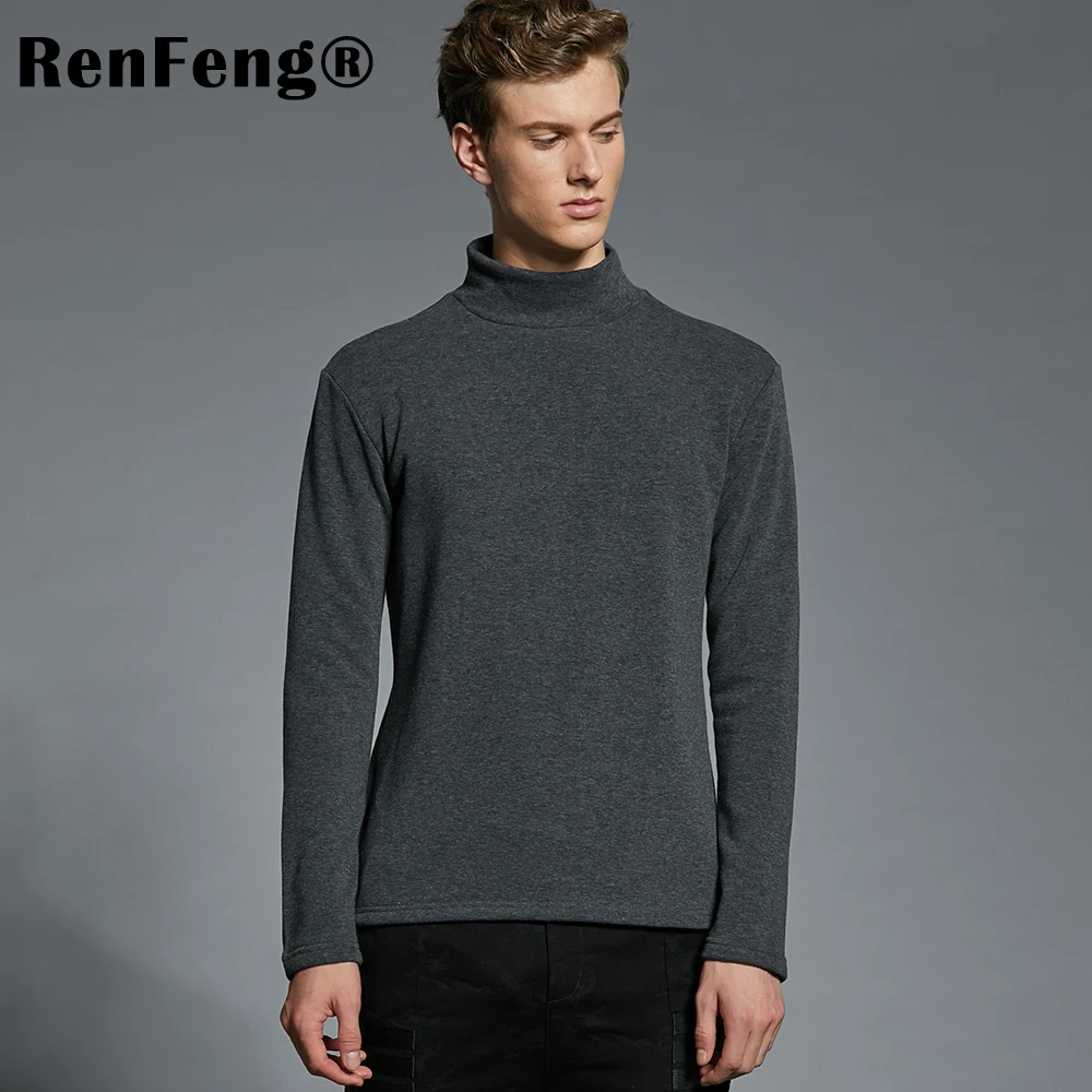 Men's Cotton Undershirts Underwear Long Sleeved Undershirt Spring Turtleneck Shirts Bodybuilding Solid Color Thermal Basic Shirt (2)