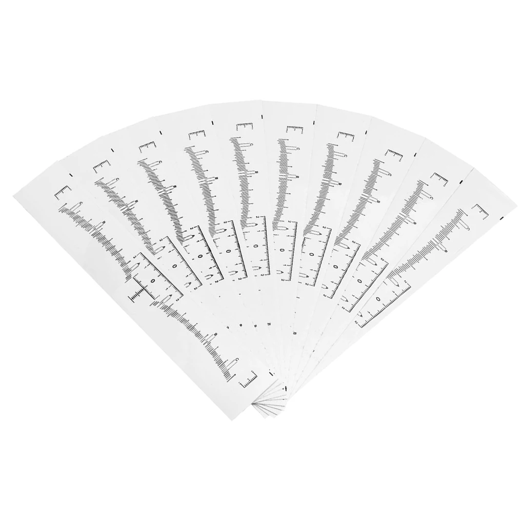 10pcs Disposable Eyebrow Ruler Stickers Eye Makeup Microblading Tattoo Shaper Measuring Tool White Adjustable design fordable