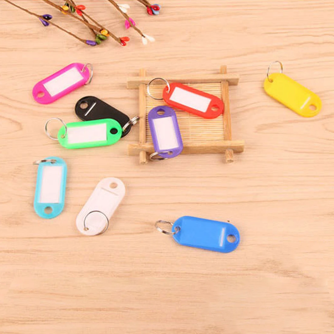 Fashion DIY Pet Label Key Chains 100 Pieces Plastic Key Tags Assorted