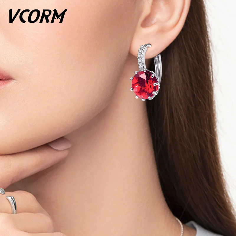 Маленькие серебряные серьги VCORM с кристаллами модные геометрические для