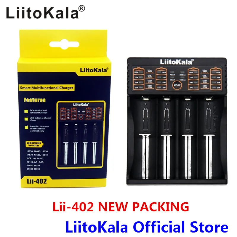 LiitoKala Lii-100 lii-202 lii-402 1.2V 3.7V 3.2V 3.85V AA /AAA 18650 18350 26650 NiMH lithium battery smart charger 