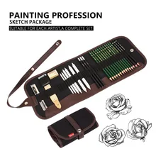 Bianyo 25/30 шт. уголь для удаления налета и Ножи карандаши для рисования Рисование набросков Холст сумка для карандашей комплект Рождественский подарок для детей