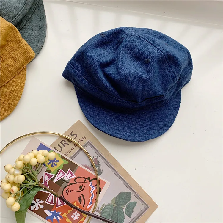 Весенне-осенняя модная кепка для мальчиков; коллекция года; однотонная универсальная Повседневная бейсбольная кепка; детская шапка - Цвет: blue
