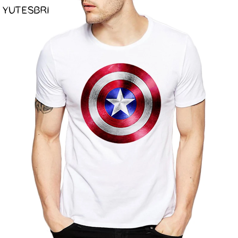 

Classic superhero movie Captain America sign Printing male T shirt Fitness Tights Tshirt for Men Tee tops