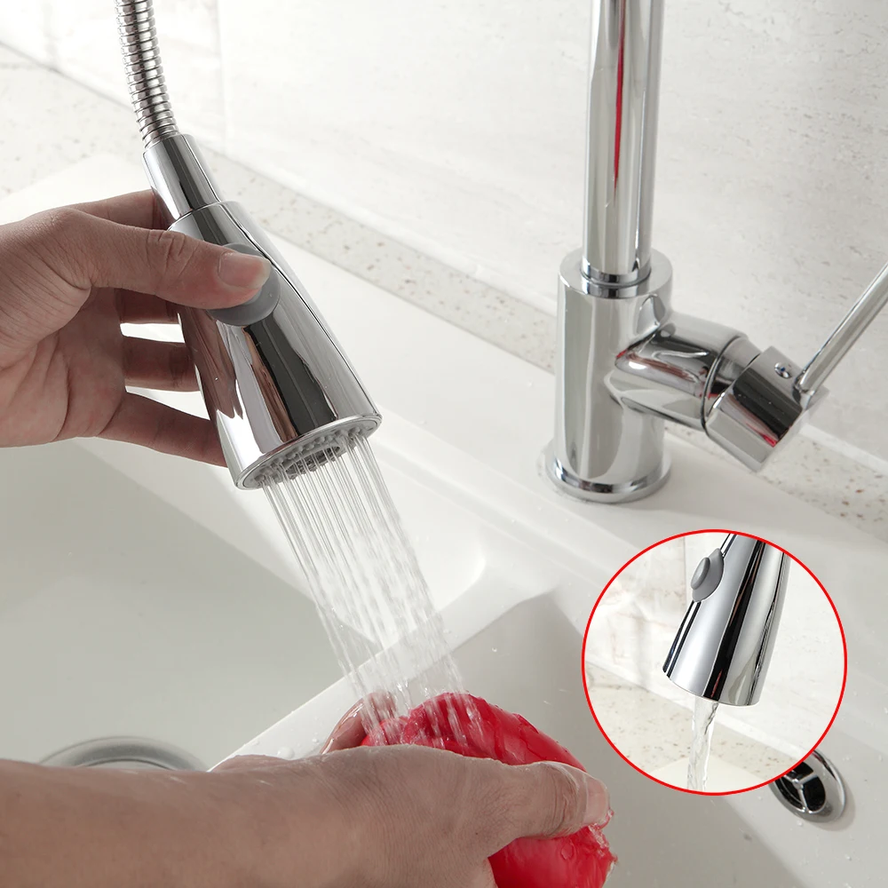 360 Degree Swivel Pull Out Kitchen Faucet Chrome Solid Brass One Handle Mixer Sink Tap Hot and Cold Water Torneira 2 Functions 360 Degree Swivel Pull Out Kitchen Faucet Chrome Solid Brass One Handle Mixer Sink Tap Hot and Cold Water Torneira 2 Functions