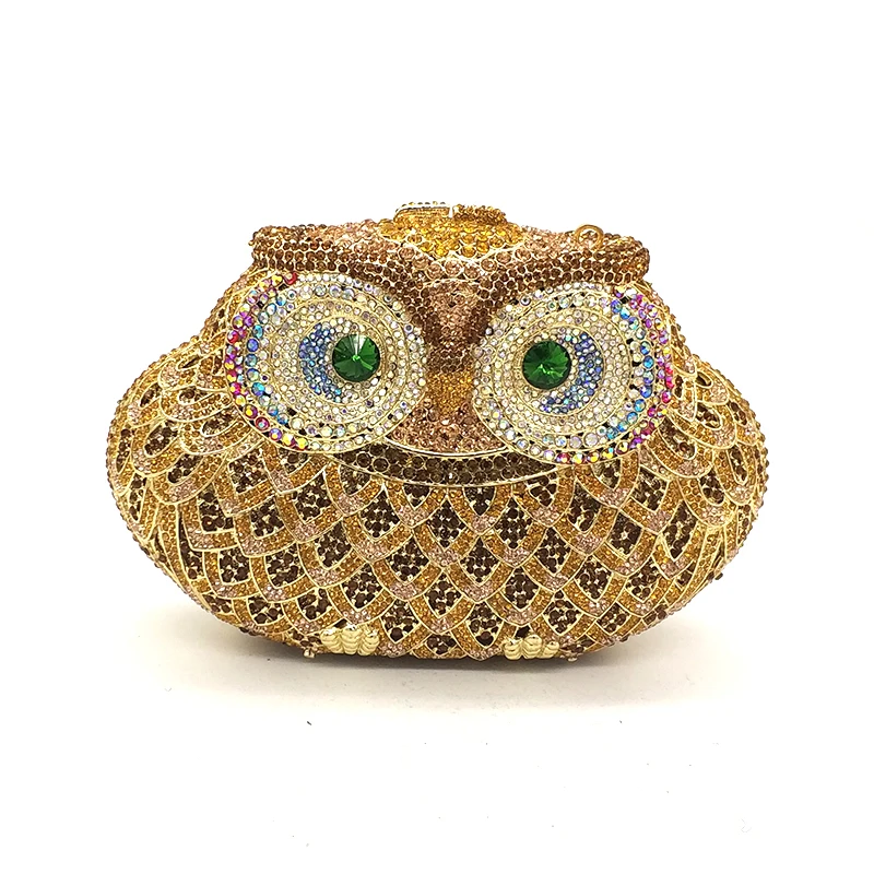 Animal bird design clutch women evening party bag diamonds owl shape crystal purses bridal wedding party crystal clutches