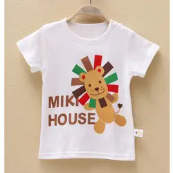 Летняя одежда для малышей хлопковая одежда с персонажами мультфильмов для мальчиков и девочек 1–3 лет футболка с короткими рукавами