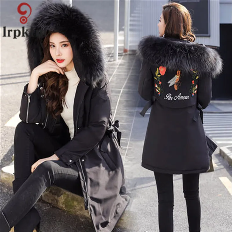 Parka Women Jackets Winter Long Hooded Women Winter Coat Korean Style Adjustable Waist 2018 New Parkas Female LZ980 (5)