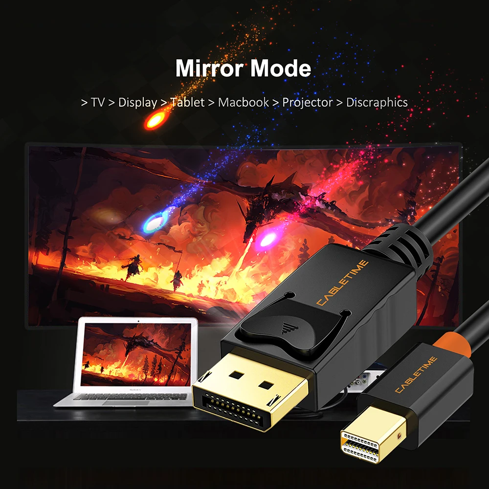 Кабель Cabletime Mini Display Port для ноутбука DP Thunderbolt HD кабеля HDTV проектора ПК|Компьютерные