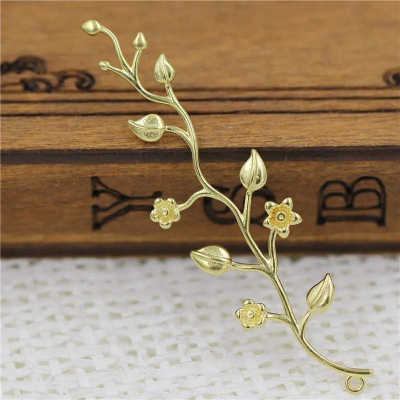 

Flower Leaf Tree Branch Pendant Charms Wraps DIY Bride Hair Jewelry Findings Crafts Brass Metal Die Casting