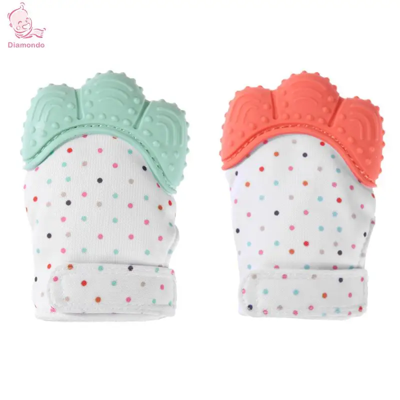 

1pc Newborn Baby Silicone Teether Tooth Glue Gloves Windproof Chewable Tool Teether Beads Infant Give Up Sucking Fingers Mittens