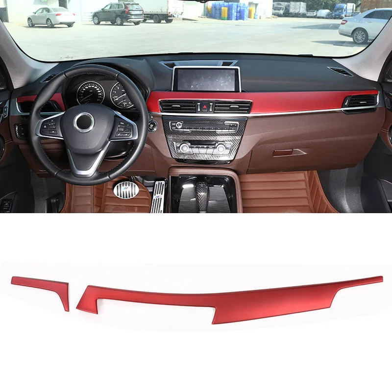 2pcs For BMW X1 F48 2016-18 Carbon ABS Plastic Car Interior Center Console Protection Panel Cover Trim Accessory