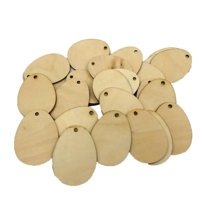 

50Pcs DIY Craft Wooden Easter Eggs Wood Craft For Easter Decorations for Home Tag Solid Color 50-60mm
