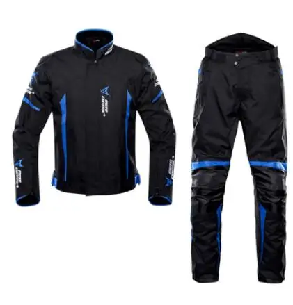 Мотоциклетная куртка для мужчин+ Мотоштаны, бронежилет, водонепроницаемый, для езды, для гонок, Jaqueta Chaqueta, мотоциклетная куртка - Цвет: 1702-Blue Set