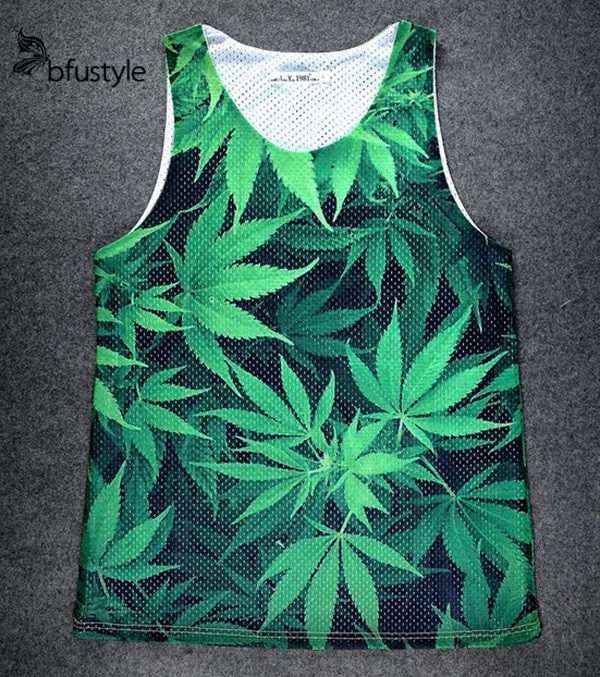 Harajuku style 3d print tank tops singlet for men/women printed hemp weed leaf floral vest