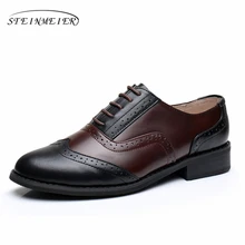 Phenkang Women Genuine leather oxford retro US9 8.5 shoes brown black comfortable round toe 2.5cm heel oxfords shoes for women цена Phenkang Women Genuine leather oxford retro US9 8.5 shoes brown black comfortable round toe 2.5cm heel oxfords shoes for women цены онлайн
