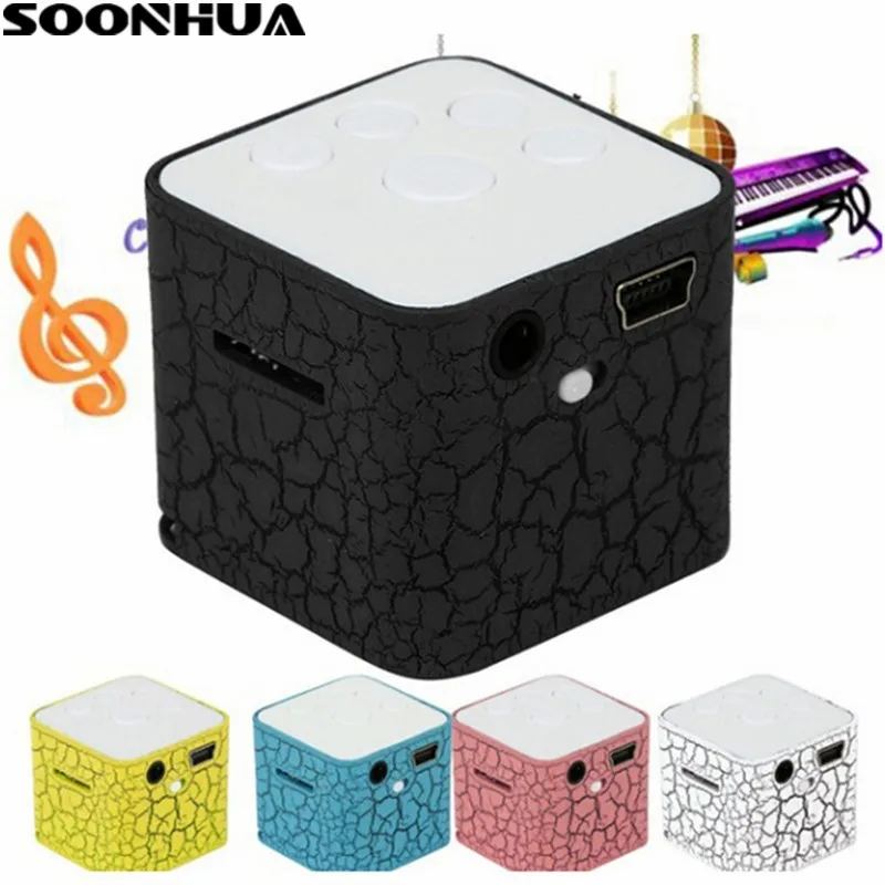 

SOONHUA Portable Mini Speakers TF Card Reader Music Player 3.5mm Audio LED Speaker Stereo Sound MP3 Player Support TF AUX