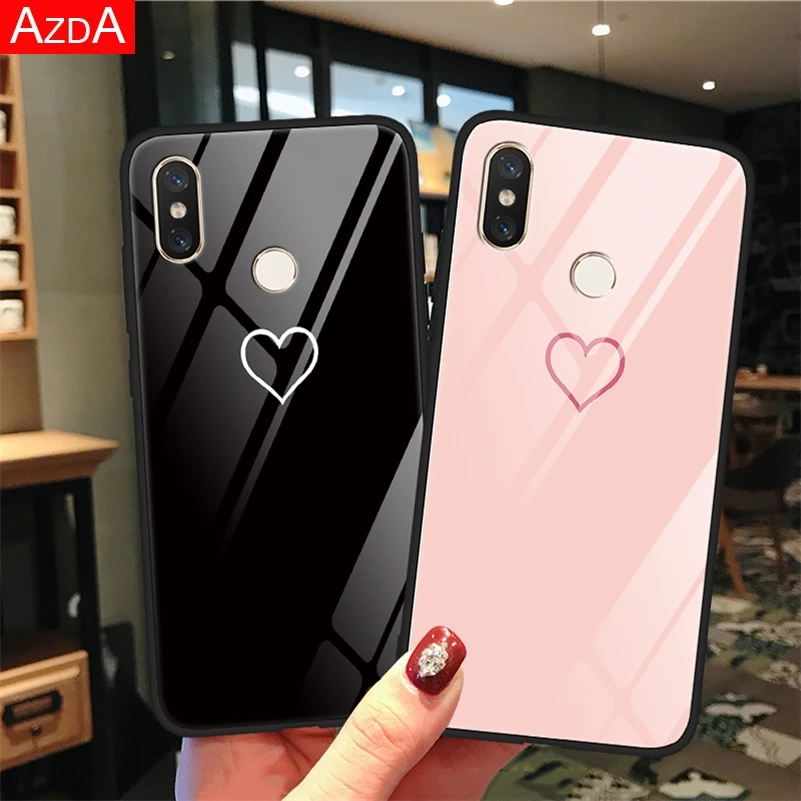 Чехол из закаленного стекла с сердцем и леопардом для Xiaomi Redmi 7 5 Plus 6A S2 Y2 Note 4X 6 K20 Pro