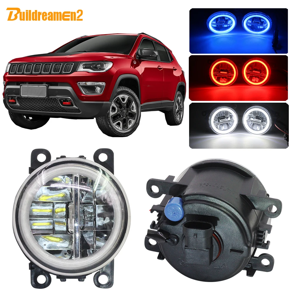 

Buildreamen2 Car 4000LM LED Fog Light Assembly Angel Eye DRL Daytime Running Light H11 12V For Jeep Compass MP 2017 2018