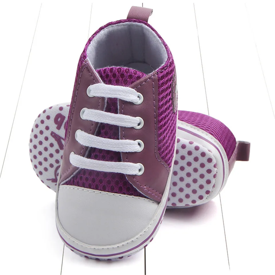Новая детская дышащая обувь; парусиновая обувь; спортивные кроссовки для новорожденных; обувь для маленьких мальчиков и девочек; нескользящая обувь с мягкой подошвой для малышей
