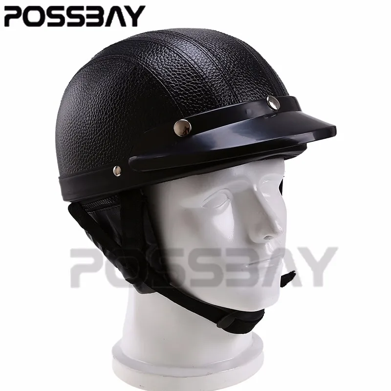 POSSBAY мотоциклетные очки для скутера половина кожа Открытый шлем или козырек УФ очки Ретро Винтаж 54-60 см кафе гонщик шлемы