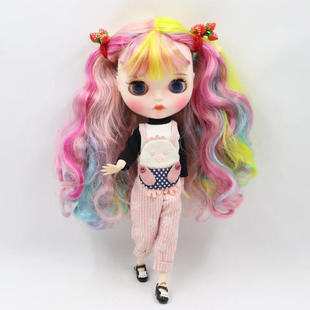 Lia – Premium Custom Neo Blythe Bambola con capelli multicolori, pelle bianca e viso imbronciato opaco 2