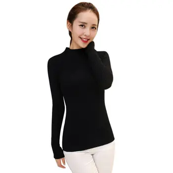 

Autumn Women Knitwear Turtleneck Long Sleeve Warm Knitted Sweaters Pullover Tops