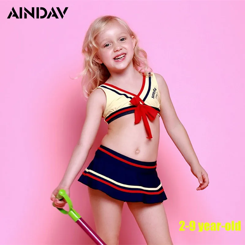 

2019 New Little Girls Swimsuit Cute Bikini Set Kids Swimwear Two Piece Bathing Suit Children Swimming Clothes 2-9 Years Old