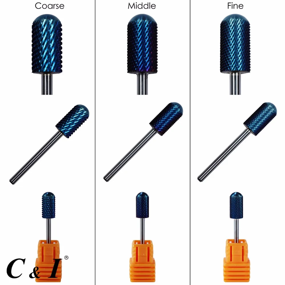 

Blue Coated Nail Drill Grit Large Barrel Smooth Top Nail Drill Bit for Nail Beauty