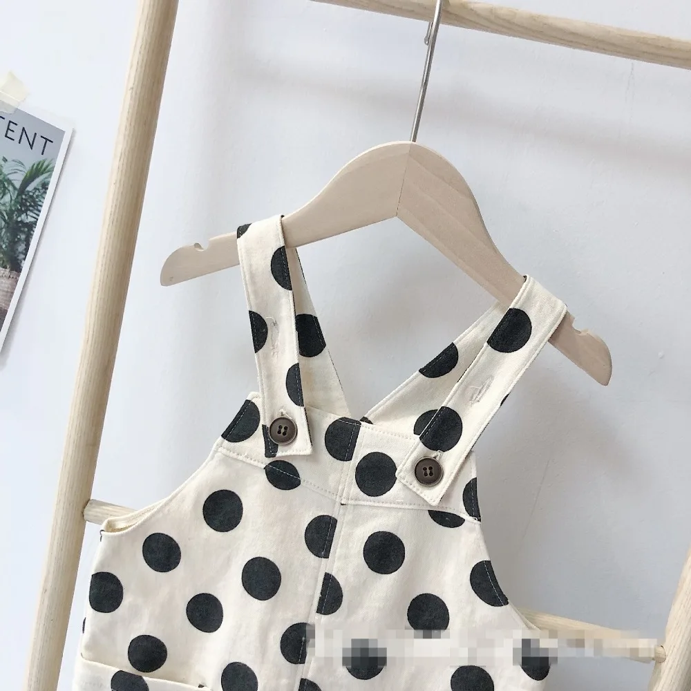Korean Style Girls Boys Dots Overall Cotton Autumn Kids Pants 1-6t