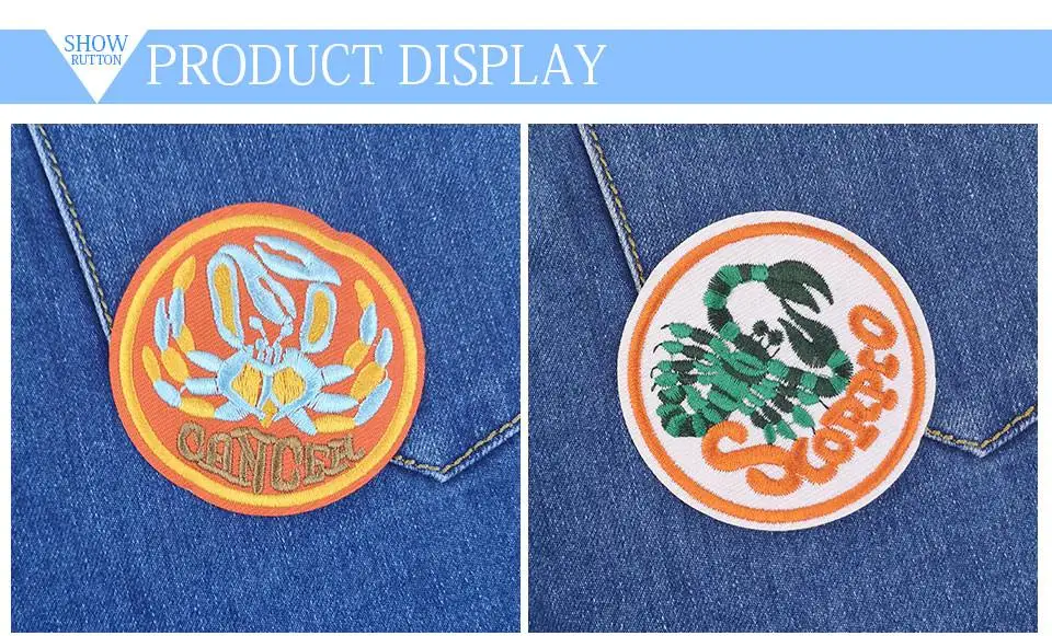 Embroidery Iron On Patches 3D Zodiac Signs Leo Virgo Pisces Aquarius Libra Taurus Scorpio Patch DIY Stickers On Clothes Fabric   (9)