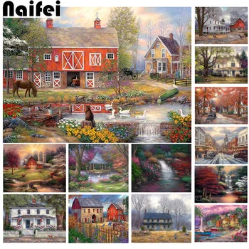 

5D DIY Diamond Paintings Waterfall of garden scenery,farm landscape Diamond Embroidery full display diamond mosaic cross stitch