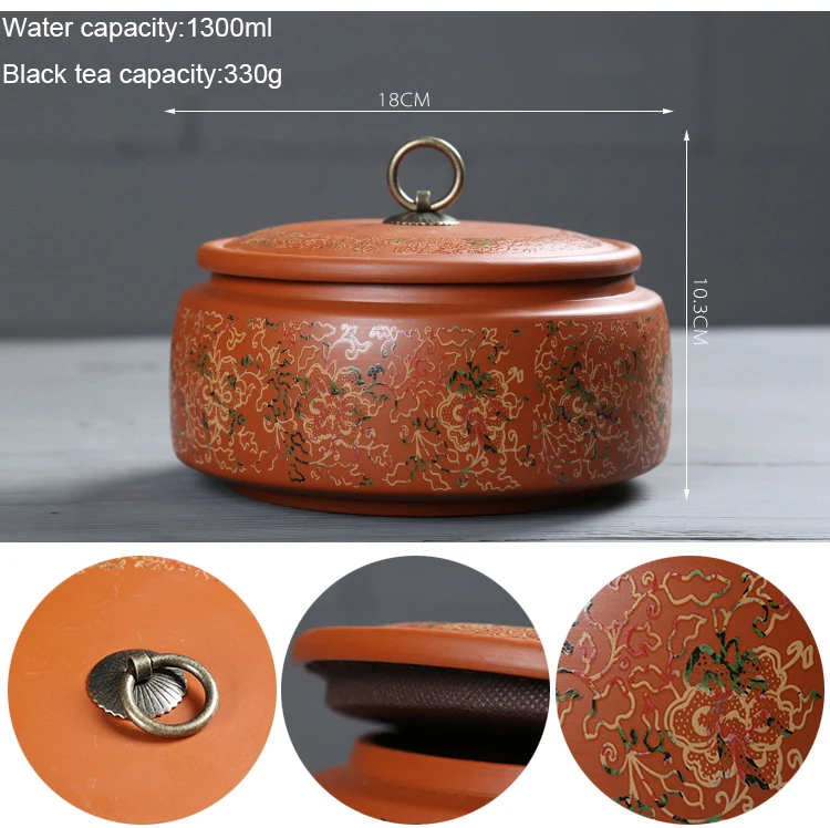 Винтажный Фиолетовый Глиняный чайный набор, керамический чайный Caddy Puer чайные банки, банка для хранения чайного торта, герметичный контейнер, кухонные аксессуары