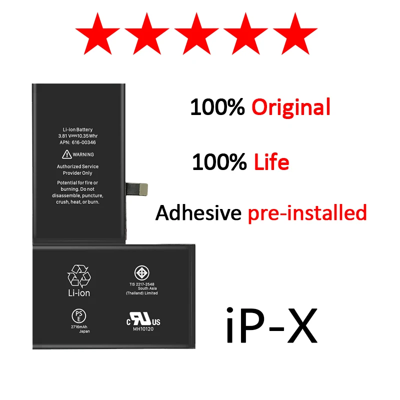 

10pcs/lot Zosol AAAAA Quality Original Lithium Battery For iPhone X Genuine Replacement Batteries Internal Phone Battery