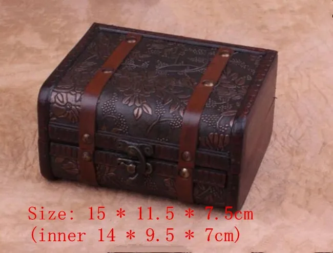 15 * 11.5 * 7.5 cm Vintage wooden jewelry box storage box antique  Organizer Wooden storage box