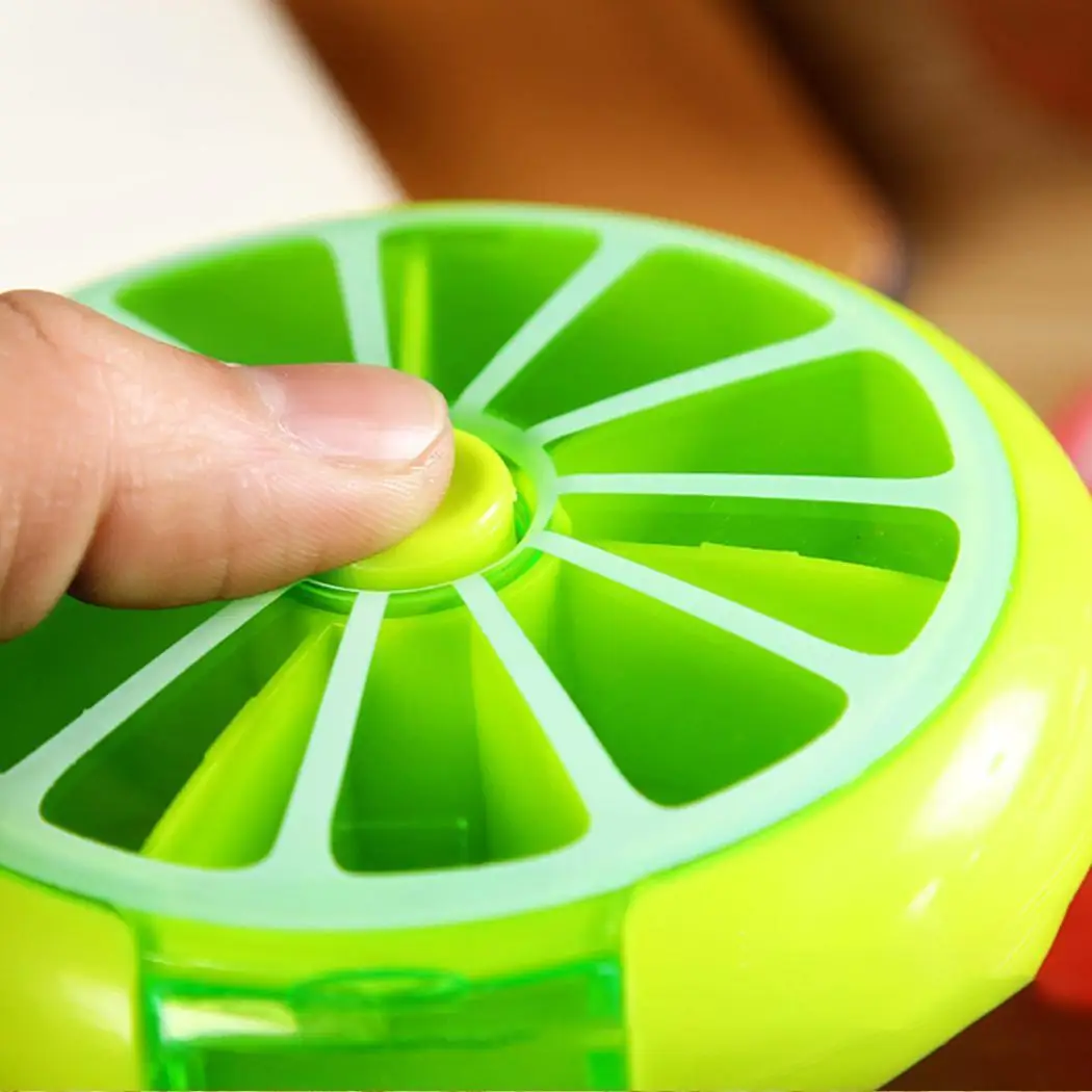 Rotate Fruit 7 Day Pill Box Portable Round Weekly Pill 7-Grid, Rotating Organizer Travel Storage