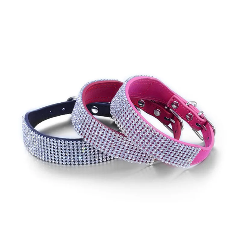 SYDZSW Dog Collar Luxury Crystal Diamand Puppy Pet Leads Black Red Rose Dog Necklace 372.5cm422.5cm Pet Products Dog Supplies1