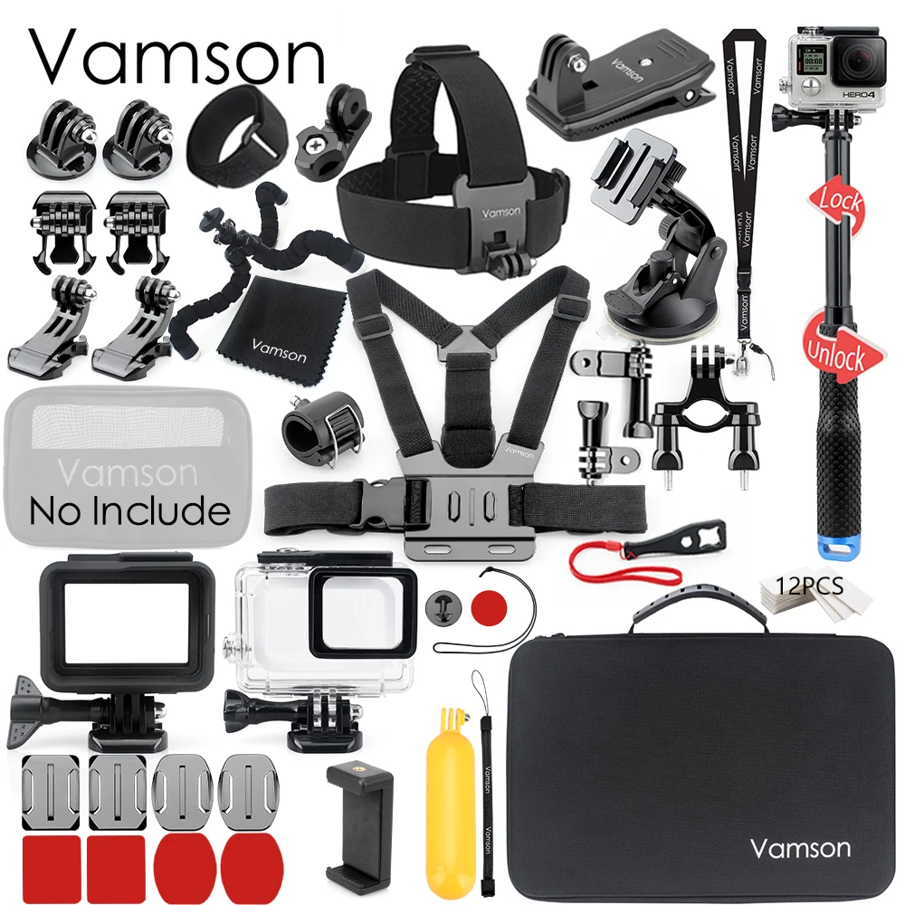 VS72A Vamson для штатив gopro монопод ременные клепления на голову и грудь ремень крепление рамки для gopro hero 7 черный 6 5 Камера Аксессуары Корпус в сборе чехол VS72 - Цвет: VS72A