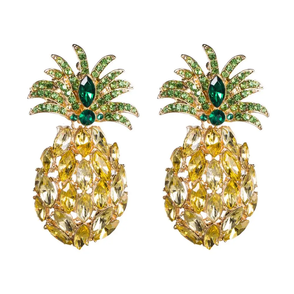 

KMVEXO Pineapple Crystal Drop Dangle Earrings for Women 2019 New Boho Summer Rhinestone Statement Earring Fashion Jewelry Bijoux