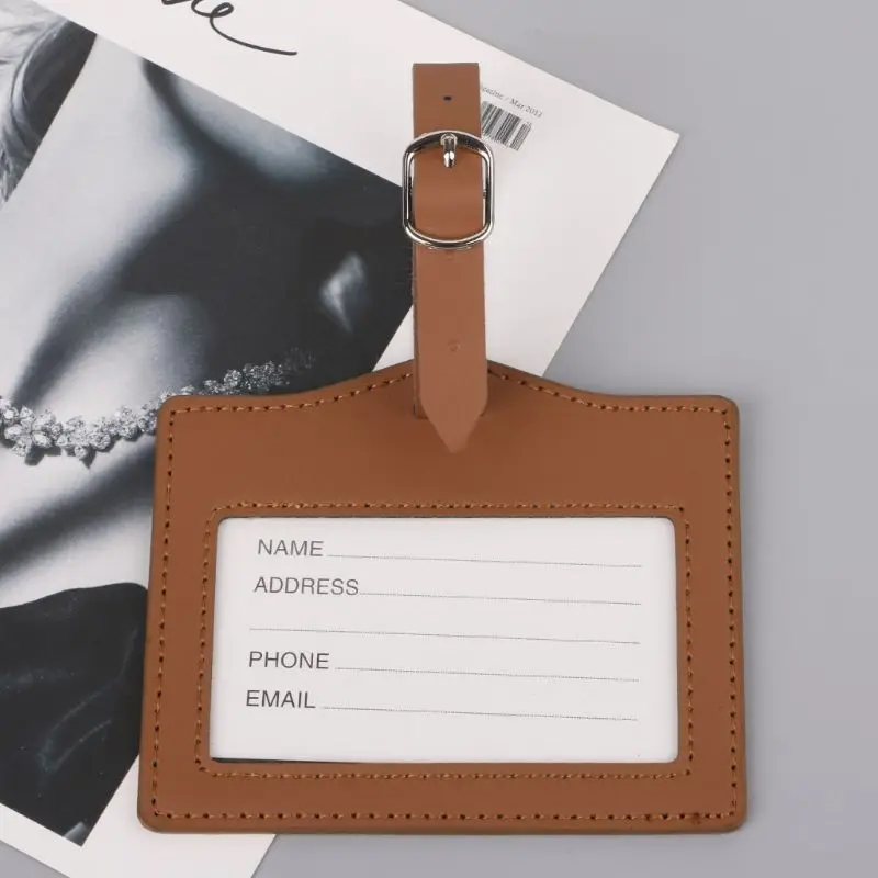2019 Tag Travel Suitcase Bag PU Leather Id Tags Address Label Baggage Card Holder For Men Women 2019 Tag Travel Suitcase Bag PU Leather Id Tags Address Label Baggage Card Holder For Men Women