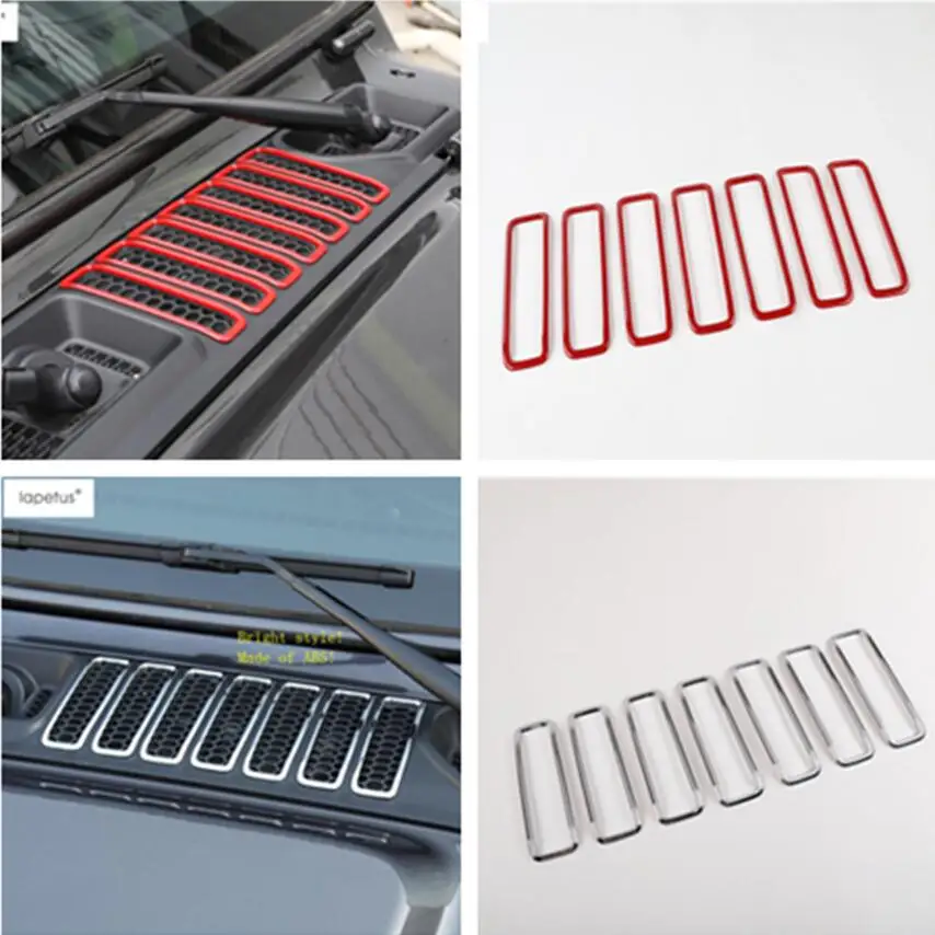 

Lapetus Accessories Fit For Jeep Wrangler JL 2018 2019 Front Engine Hood Air Conditioning AC Vent Inlet Molding Cover Kit Trim