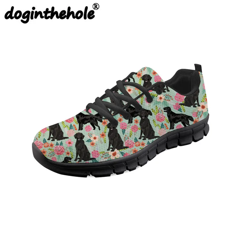 

doginthehole Outdoor Sport Sneakers Platform Rottweiler Floral Dog Printing Women Running Shoes Flats Mesh Comfortable Platform