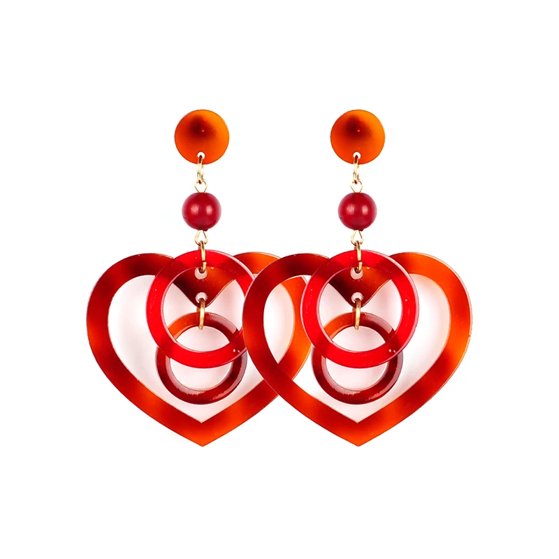 

Classical style 6 colors heart shape hollow Carving Pattern dangle earrings for women