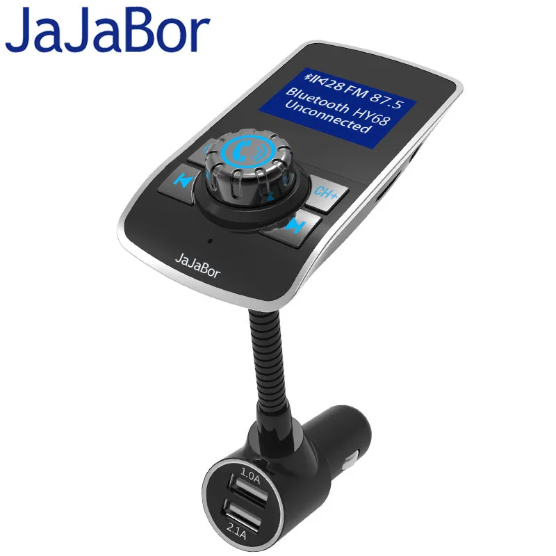 

JaJaBor Bluetooth Car Kit Handsfree FM Transmitter Support TF Card MP3 Music Player Voltage Display 5V 3.1A Dual USB Car Charger